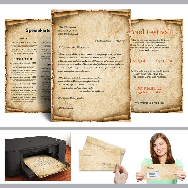 Briefpapier Sets Motivpapier Antik & History, OLD STYLE 100 Blatt Briefpapier + 100 passende Briefum