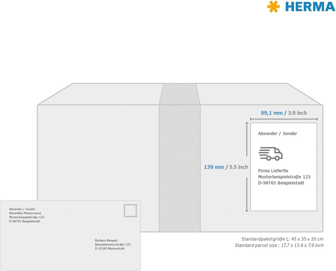 HERMA 10313 Universal Etiketten blickdicht ablösbar, 100 Blatt, 99,1 x 139 mm, 4 Stück pro A4 Bogen,