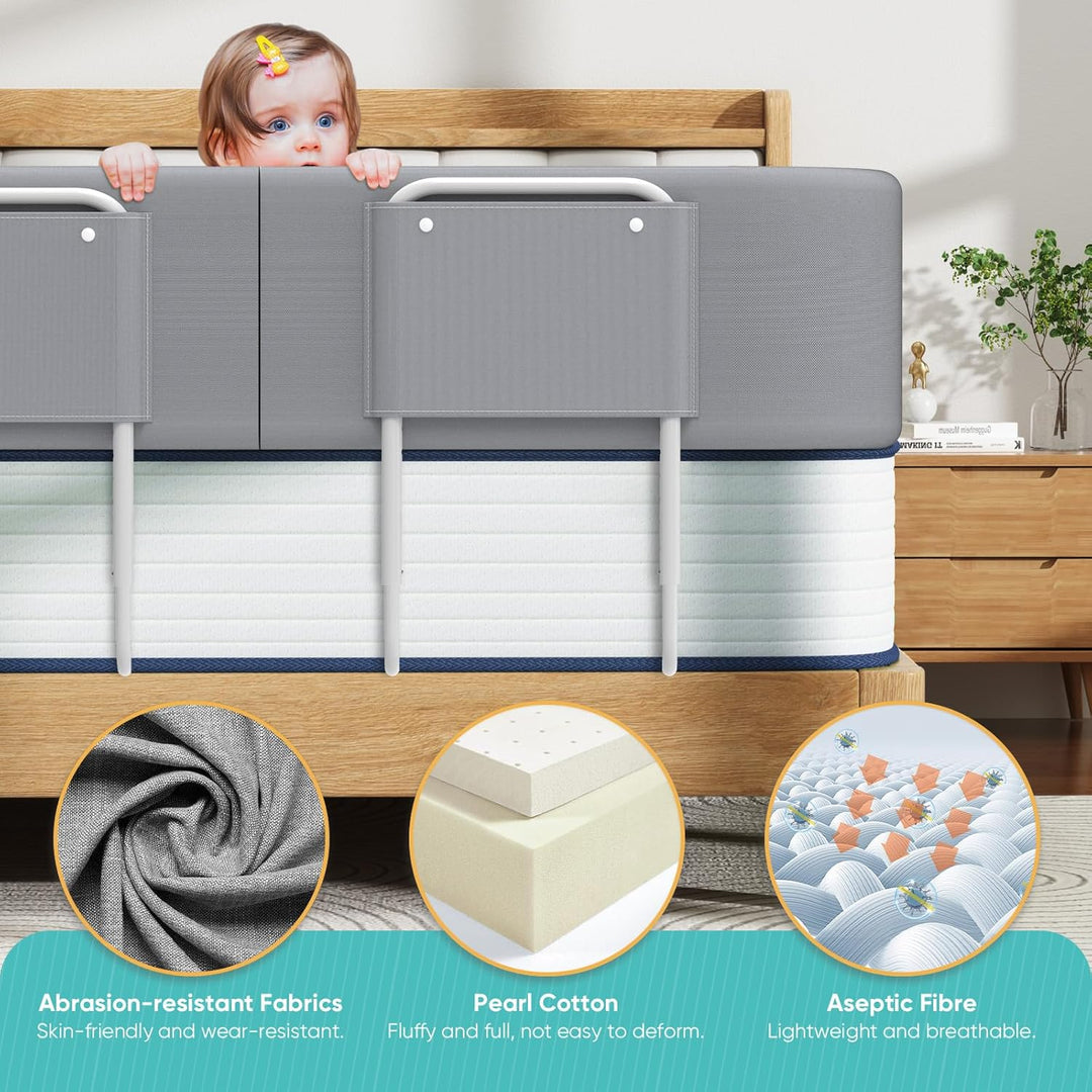 150CM Rausfallschutz Bett，Bettgitter Rausfallschutz，Bettschutzgitter für Kinder,Höhenverstellbar,Ein