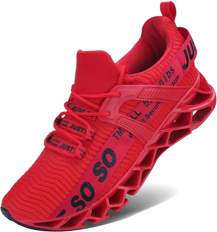 Wonesion Herren Fitness Laufschuhe Atmungsaktiv rutschfeste Mode Sneaker Sportschuhe 42 EU 5 Rot, 42