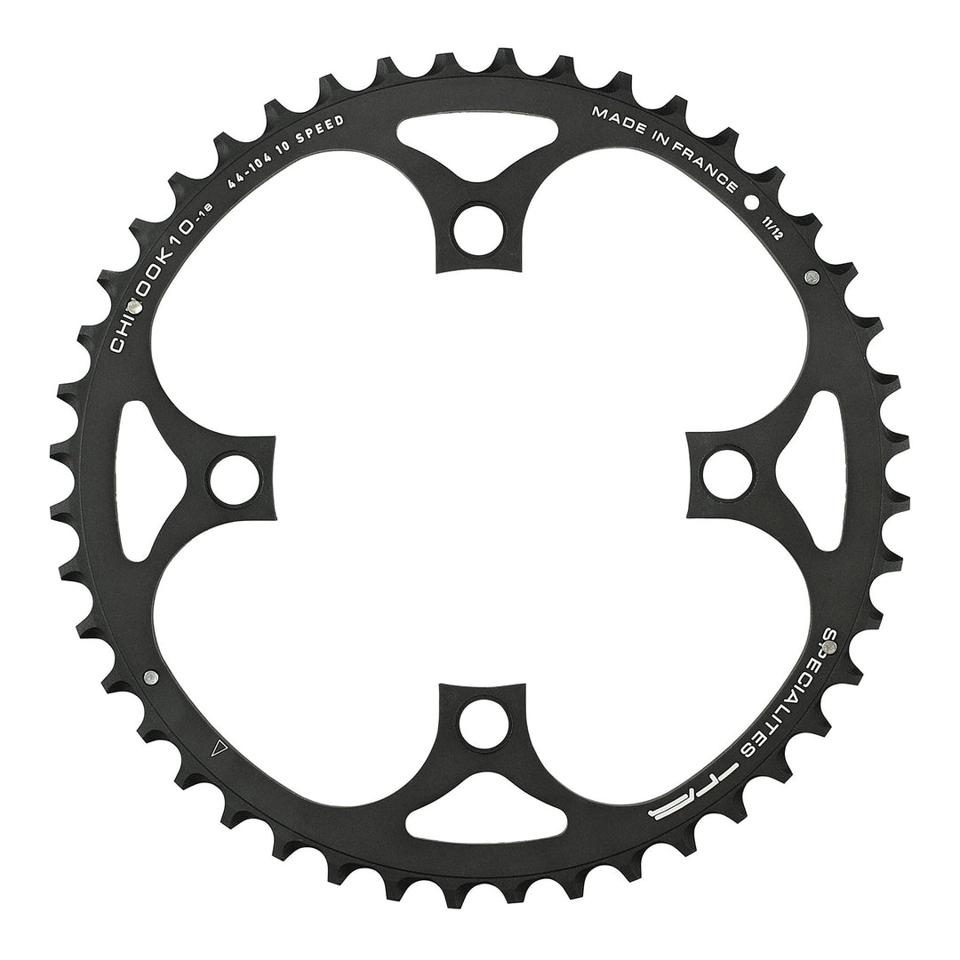 Spécialités TA Chinook 104/64pcd 4 Arm 10/11 Gang Kettenblatt 44T Outer (18mm) Schwarz, 44T Outer (1