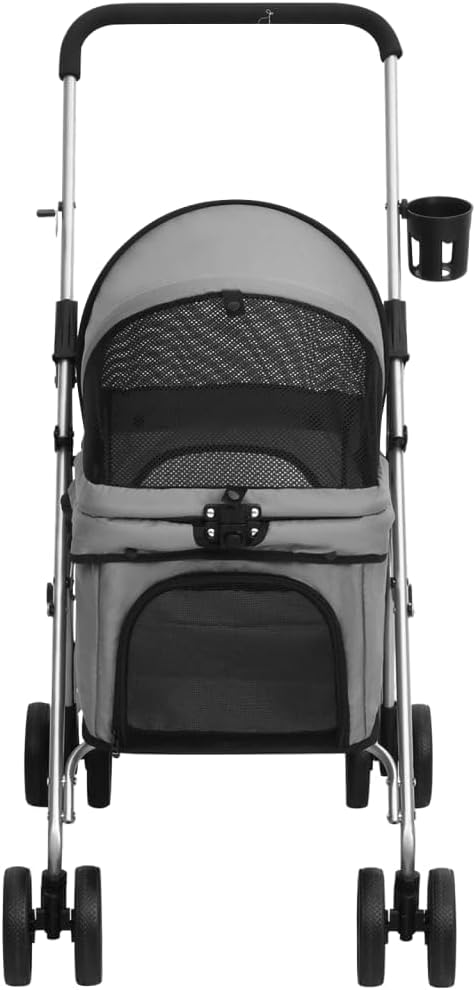 vidaXL Hundewagen Faltbar 76x50x100cm Oxford-Gewebe Hundebuggy Hundetrolley Grau, Grau
