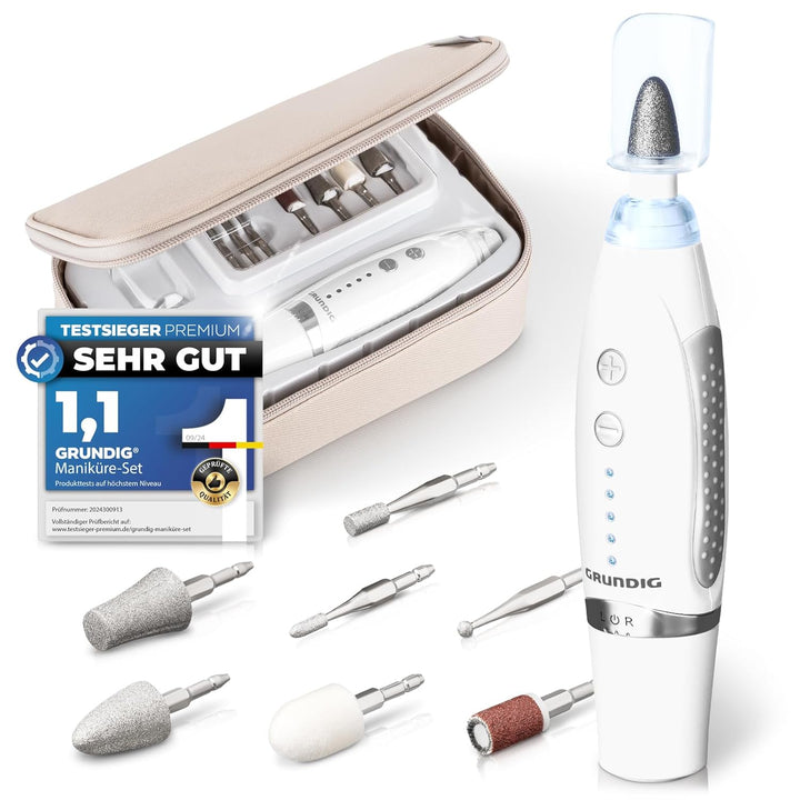 GRUNDIG Maniküre Set elektrisch - Schöne Nägel dank Power LED und 17tlg Saphir Zubehör Pediküre Fuss