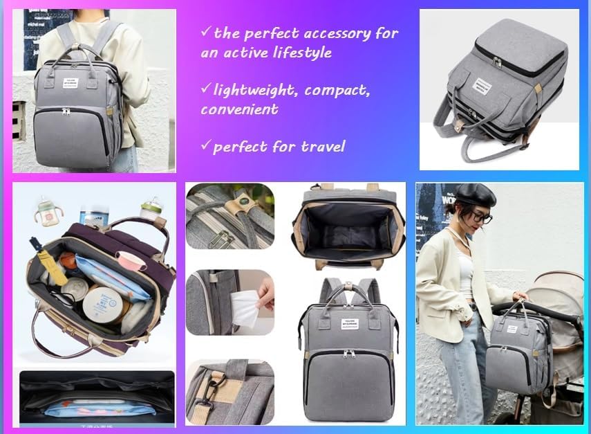 Multifunktionaler Rucksack mit faltbarem Schlafbereich, verstärkte Nähte, ergonomische Gurte, GRAU,