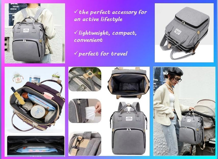 Multifunktionaler Rucksack mit faltbarem Schlafbereich, verstärkte Nähte, ergonomische Gurte, GRAU,