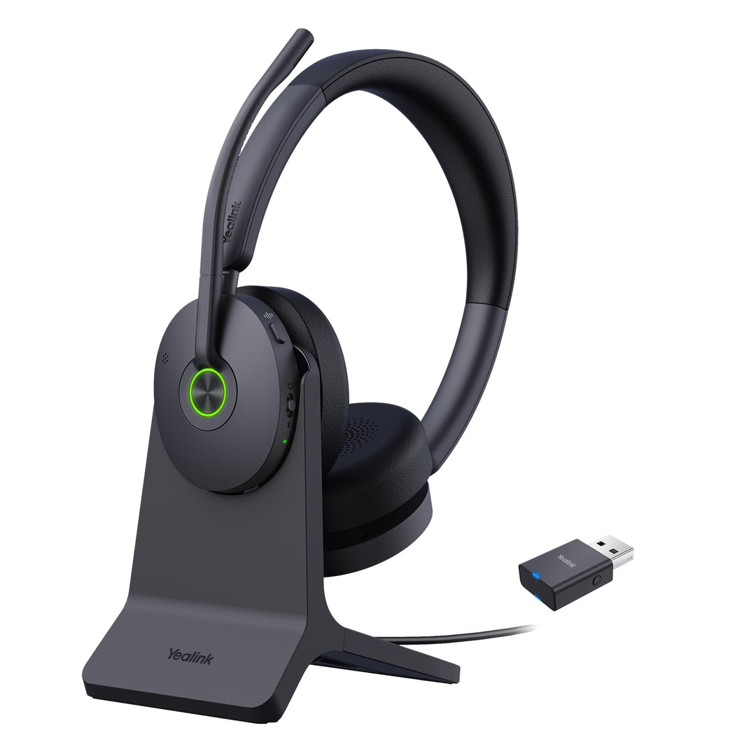 Yealink WH68 Hybrid mit Ladestation, DECT ANC Headset, kabelloses Bluetooth Headset mit DECT Dongle,