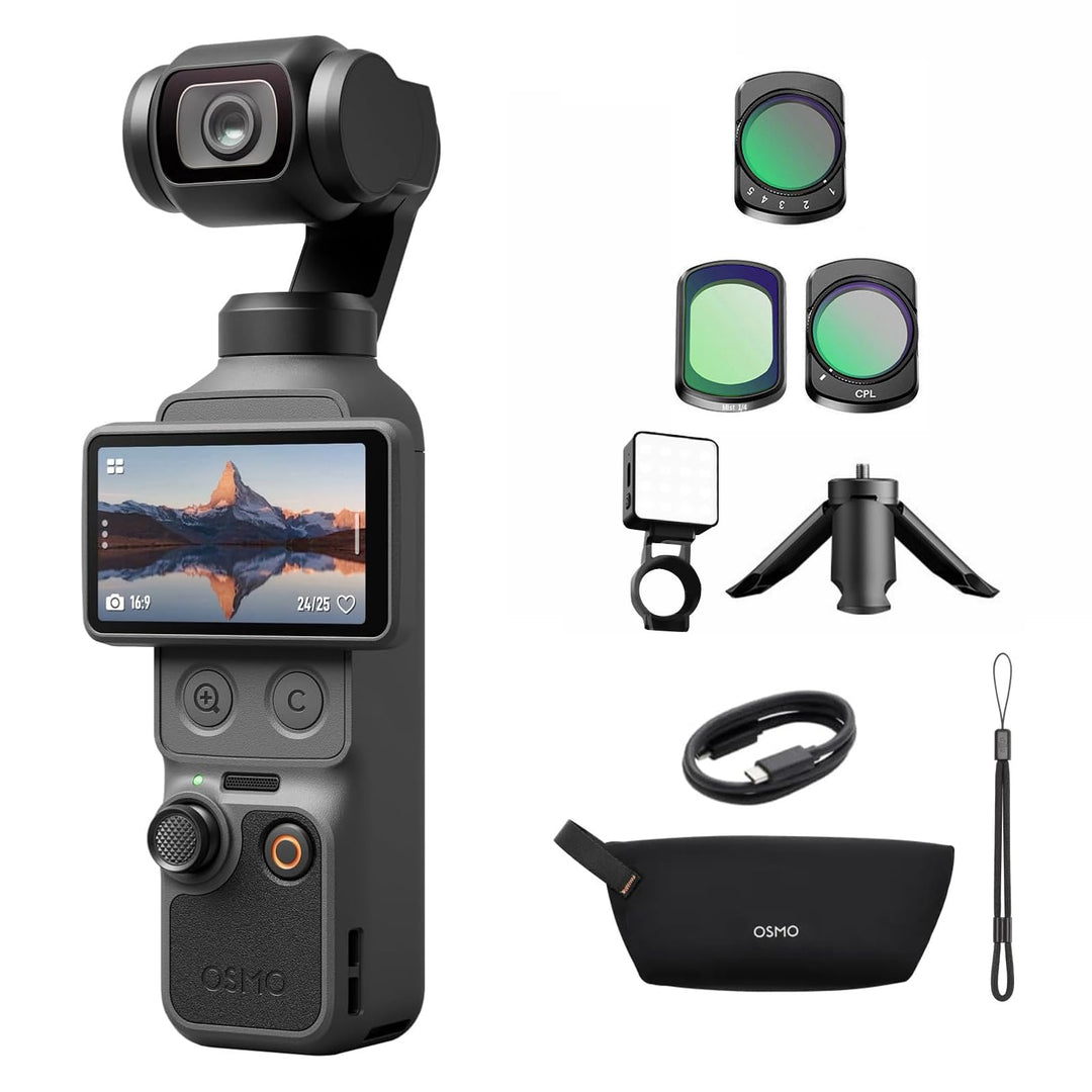 DJI Osmo Pocket 4 Essential Combo, Pocket Gimbal Vlog Kamera, 1″ CMOS und 4K/240fps, 3‑Achsen-Stabil