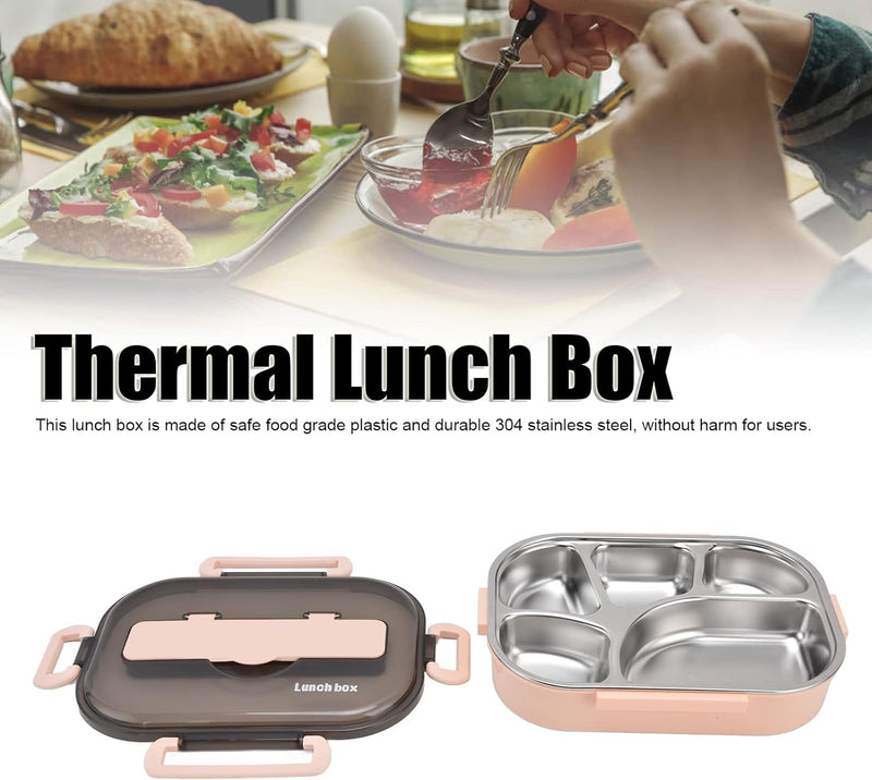 Thermo-Lunchbox, 5 Fächer, tragbarer, haltbarer Lebensmittelträger mit Essstäbchen-Löffel für die Sc