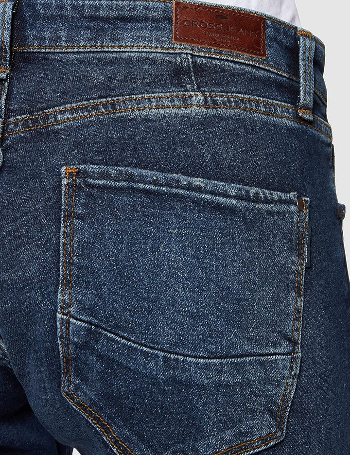 Cross Jeans Damen Gwen Boyfriend Jeans, Blau (Dark Mid Blue 058), W25 (Herstellergrösse: 25/30)