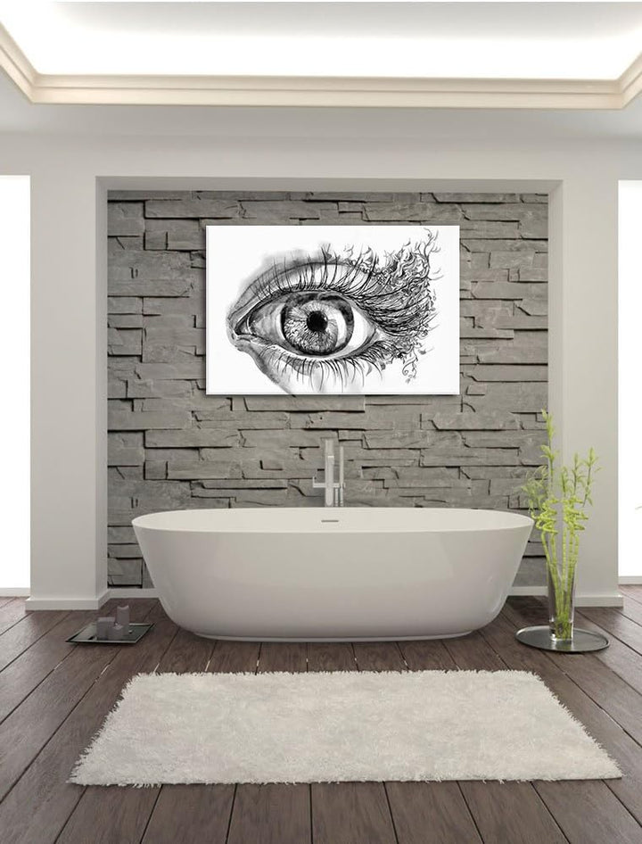 Monocrome, Grünes Auge, Format: 100x70 auf Leinwand, XXL riesige Bilder fertig gerahmt mit Keilrahme