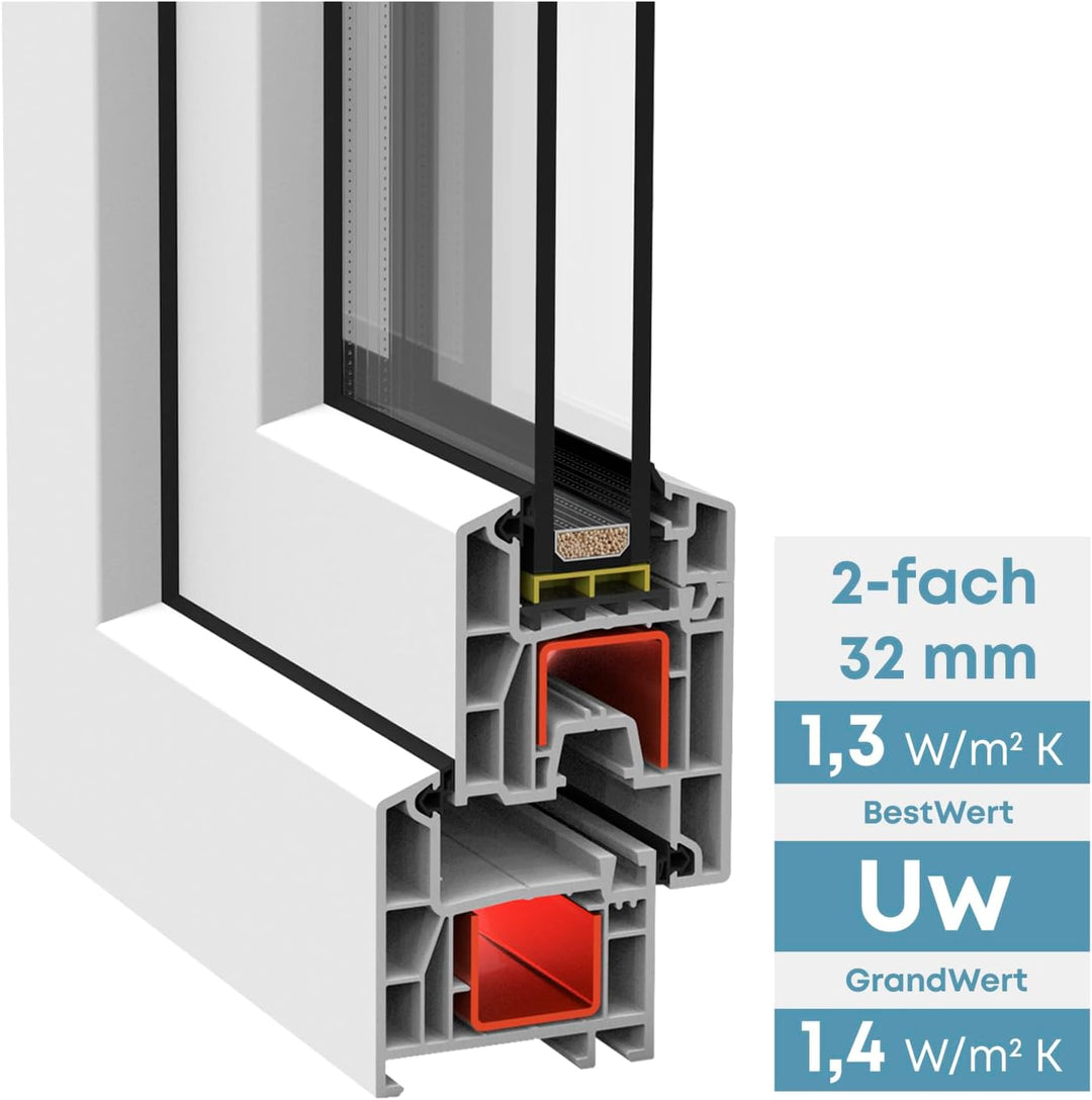 Framex Premium Kellerfenster - Kunststofffenster Weiss BxH 750 x 450 mm - Garagenfenster/Gartenhaus
