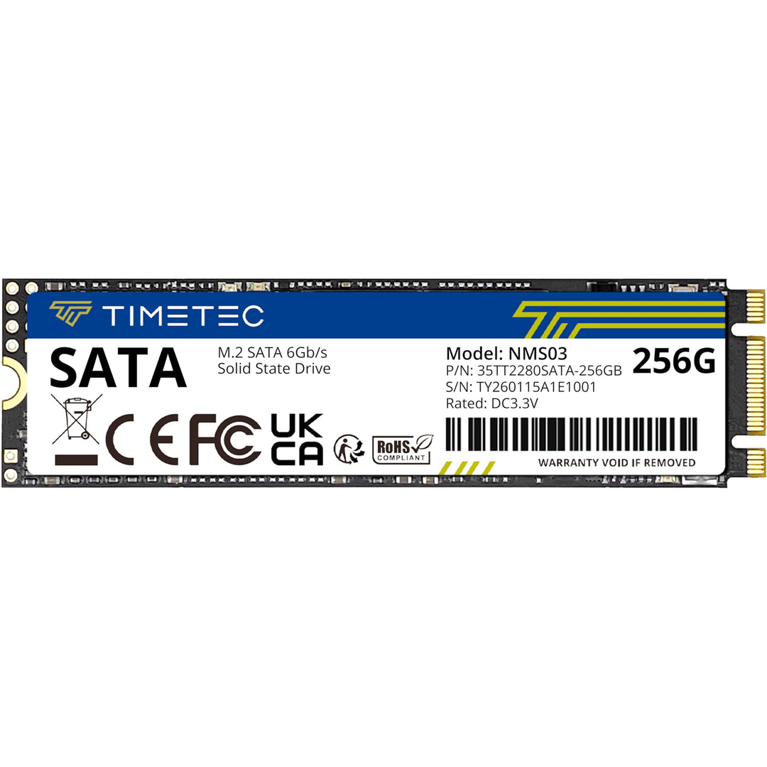 Timetec 256 GB SSD 3D NAND TLC SATA III 6 Gb/s M.2 2280 NGFF 128 TBW Lesegeschwindigkeit Bis zu 550