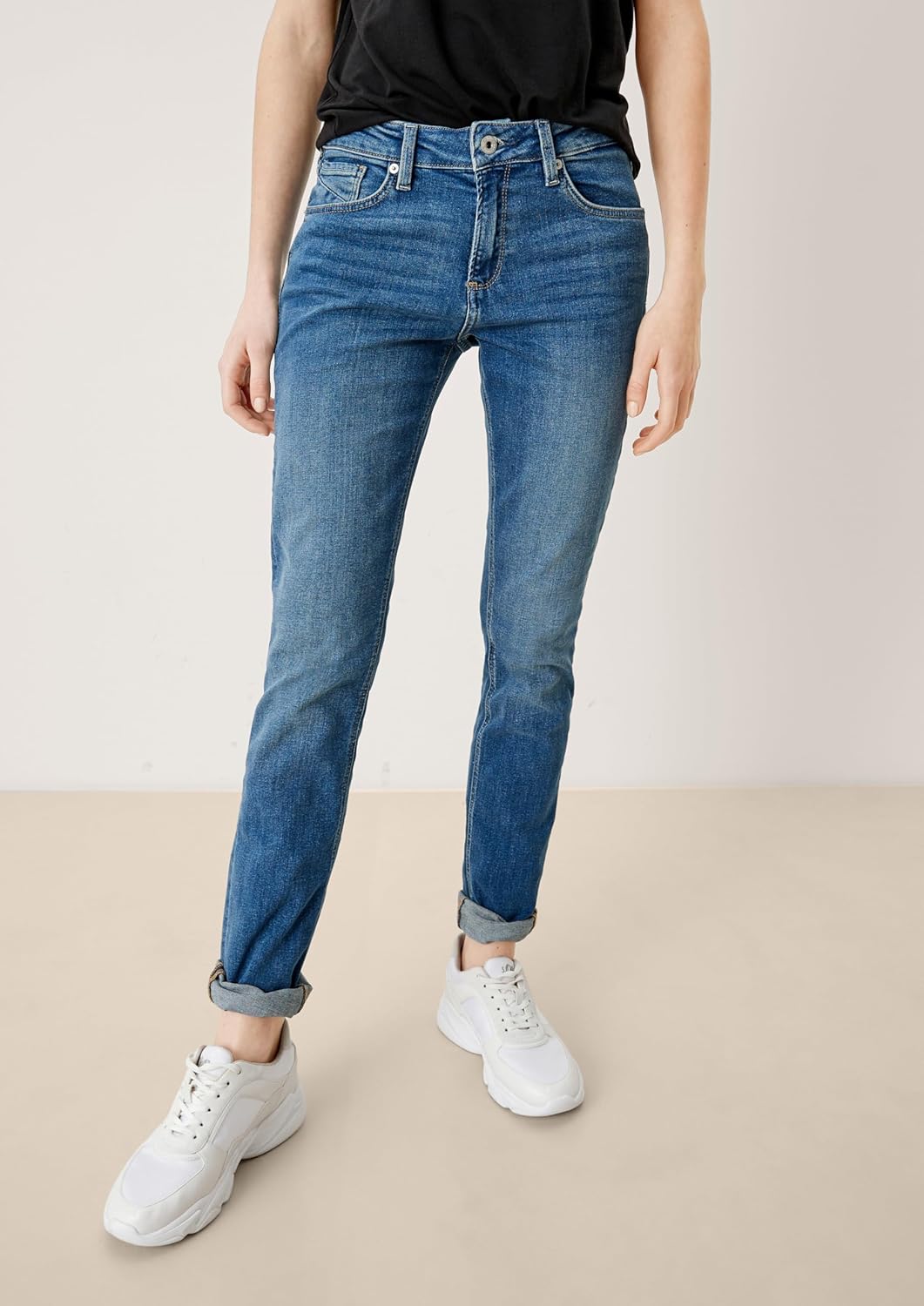 s.Oliver Damen Catie: Slim leg-Jeans blue 38.30, Blue Stretched Den