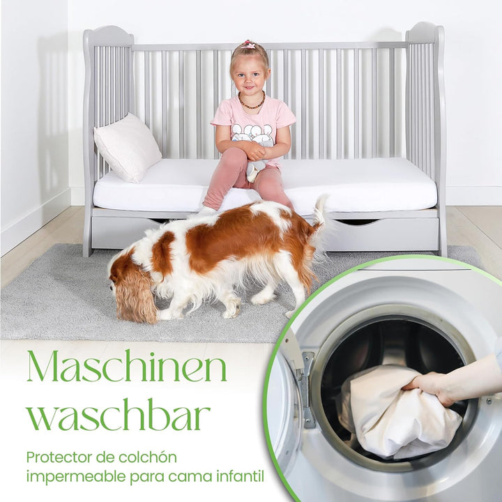 Matratzenschoner 60x120 Baby Wasserdicht 100% Bambus Matratzenschutzbezug für Kinderbetten weiche At