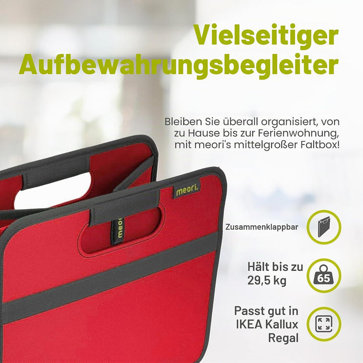 Faltbox Classic Medium Hibiskus Rot / Uni 32x37x27,5cm stabil abwischbar Polyester Premium Qualität