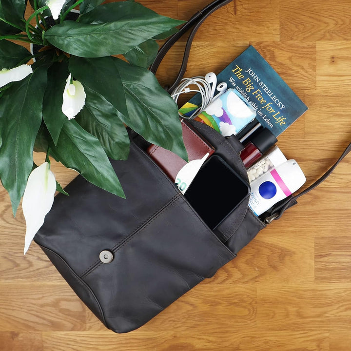 LECONI Umhängetasche Schultertasche Damen Damentasche Frauen Handtasche Ledertasche Used-Look Leder