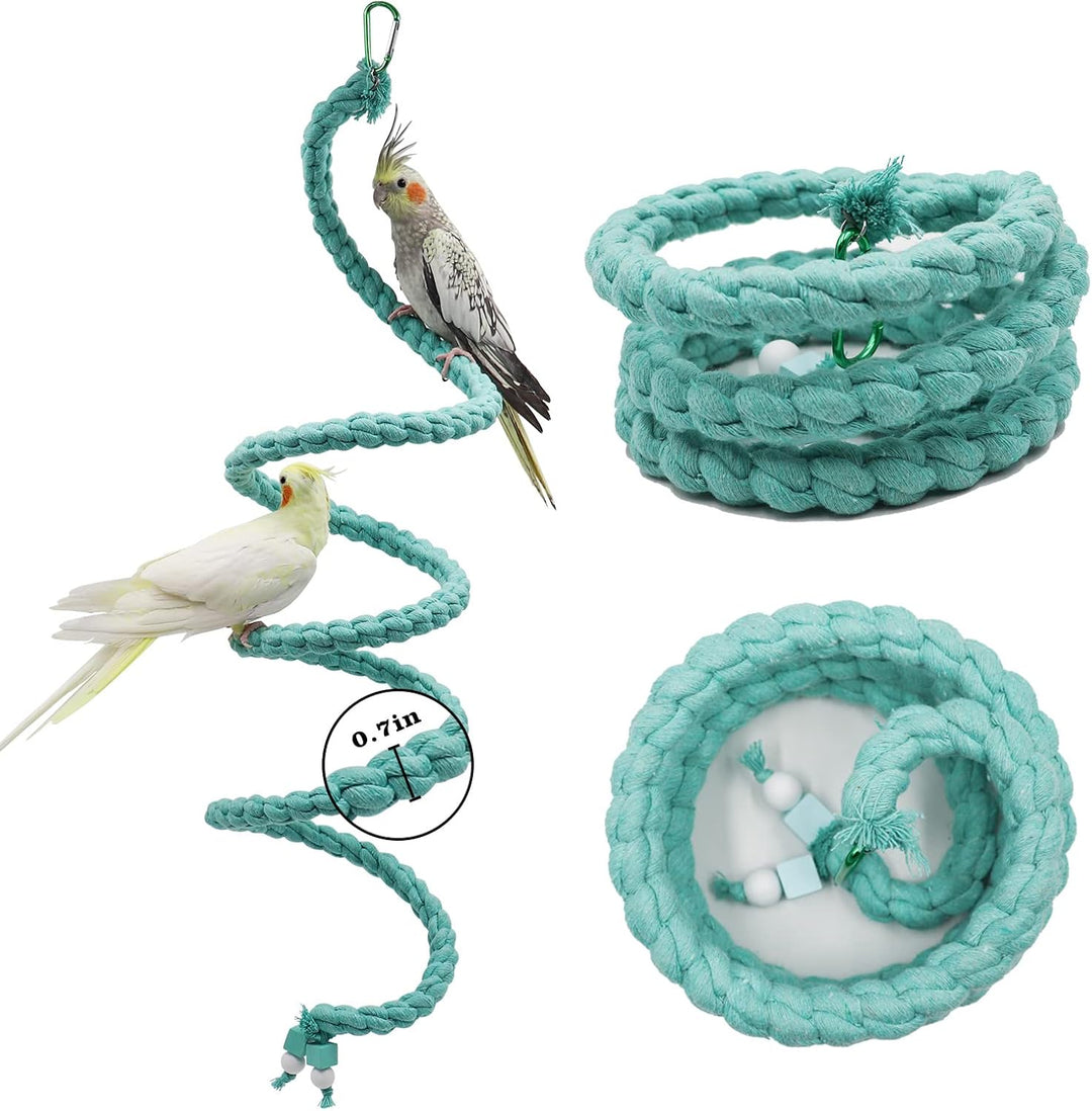 150 cm Extra Langer Vogel-Seil-Sitz, Spiralseil-Schaukelspielzeug für Vogelkäfig, Kletter- und Stehs