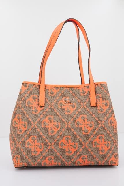 GUESS Damen Vikky Tote Bag Latte -Logo/Orange, Latte -Logo/Orange