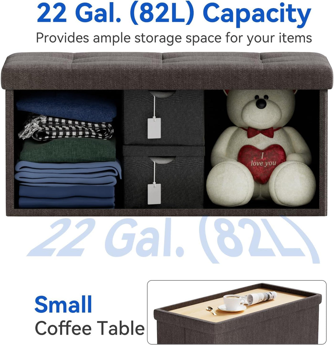 BRIAN & DANY Faltbarer sitzhocker Leinen Sitzbank mit Stauraum, Braun, 76 x 38 x 38cm, Braun