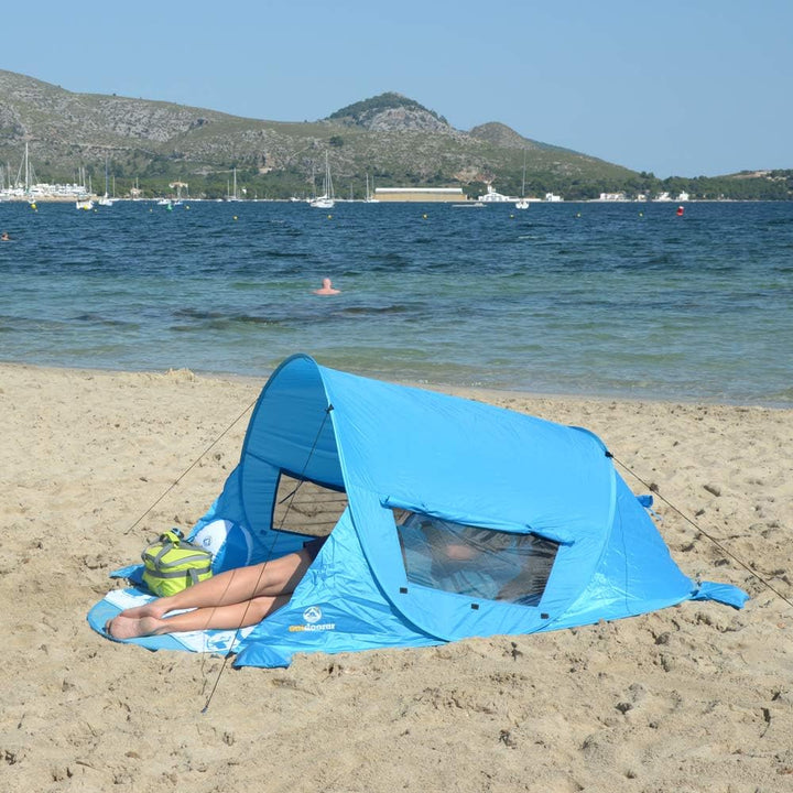 outdoorer Pop up Strandmuschel Zack Premium - Wurfmuschel mit UV 80 Sonnenschutz, Strandzelt, Windsc