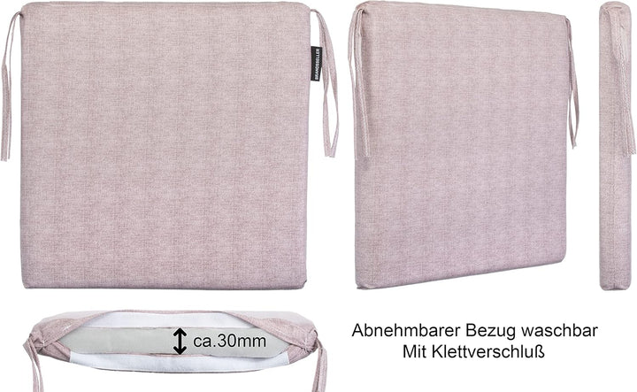 Brandsseller 4er Set Sitzkissen 40 x 40 cm Stuhlauflage Sitzauflage mit Bindebändern Klettverschluss