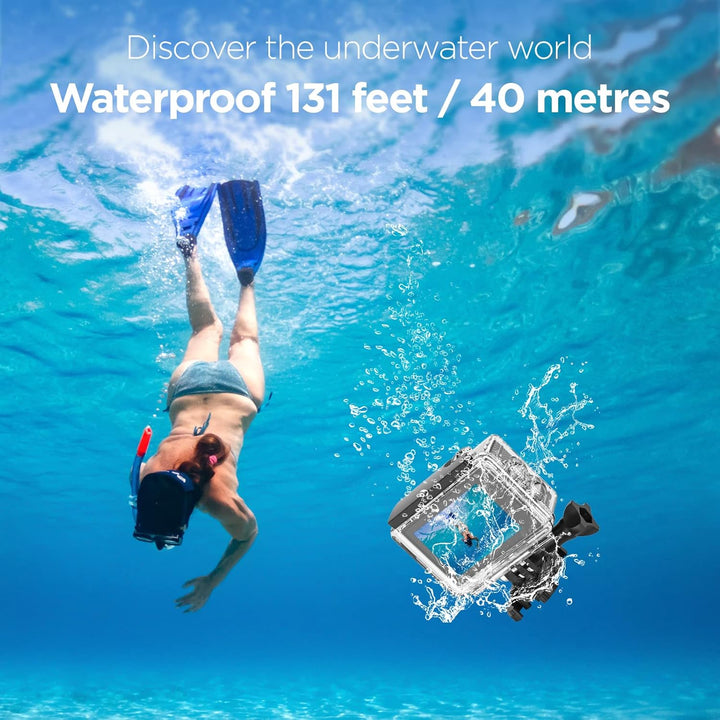Yolansin 4K30fps Action Cam wasserdichte- 131ft/40m Unterwasserkamera EIS, WiFi Kamera 170°Winkel Sp