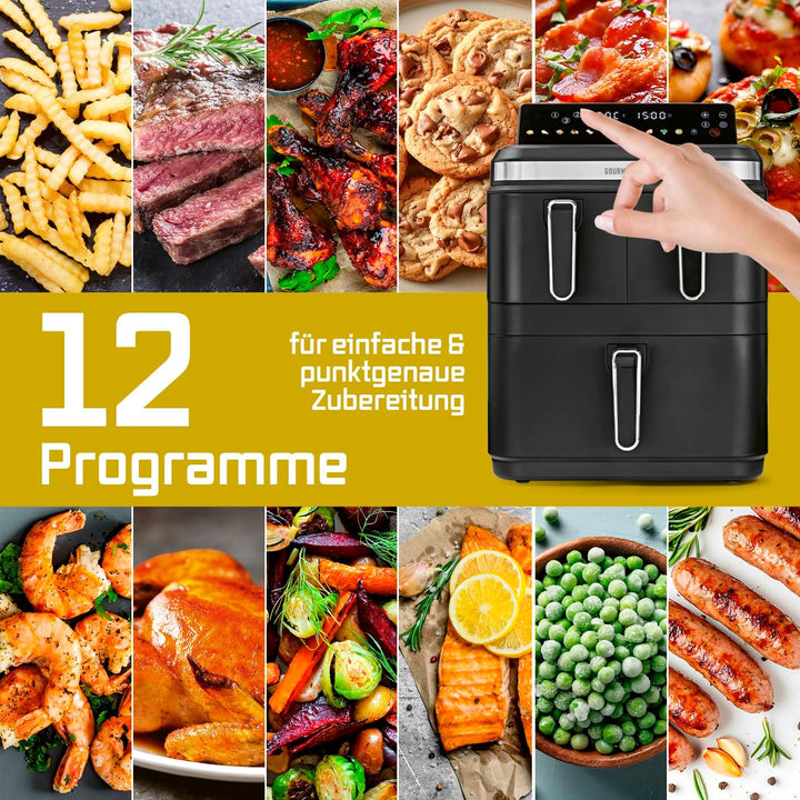GOURMETmaxx FryUp3 Vertikale Heissluftfritteuse 3 Kammern | Heissluftfritteuse XXL 17 Liter | Airfry