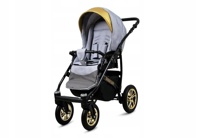 BabyLux® Kinderwagen Set 4 in 1 - Gold Lux - incl. Babywanne, Buggy Sportsitz, Auto-Babyschale, ISOF