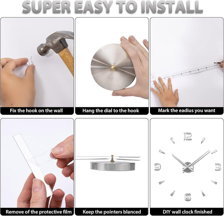 Wanduhr, DIY Aufkleber Wand Moderne rahmenlose 3D-Wanduhren Römische Zahlen Spiegelaufkleber Kunst W