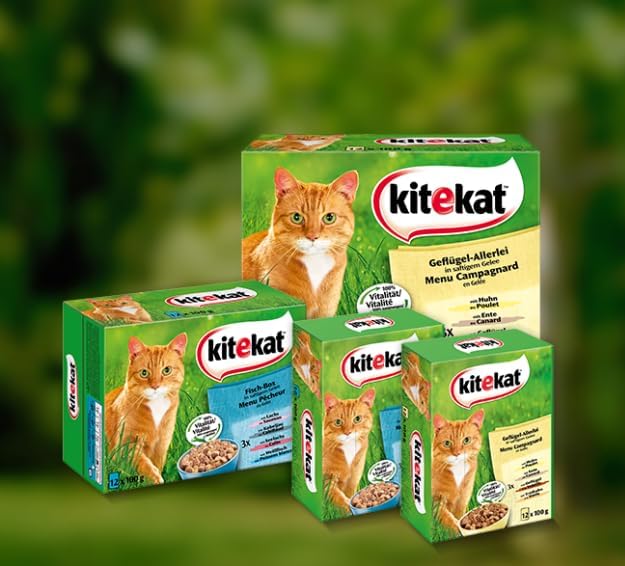 Kitekat Katzenfutter Geflügel-Allerlei in Gelee, 48 Beutel (2 x 24 x 100 g) Mix 100 g (48er Pack), M