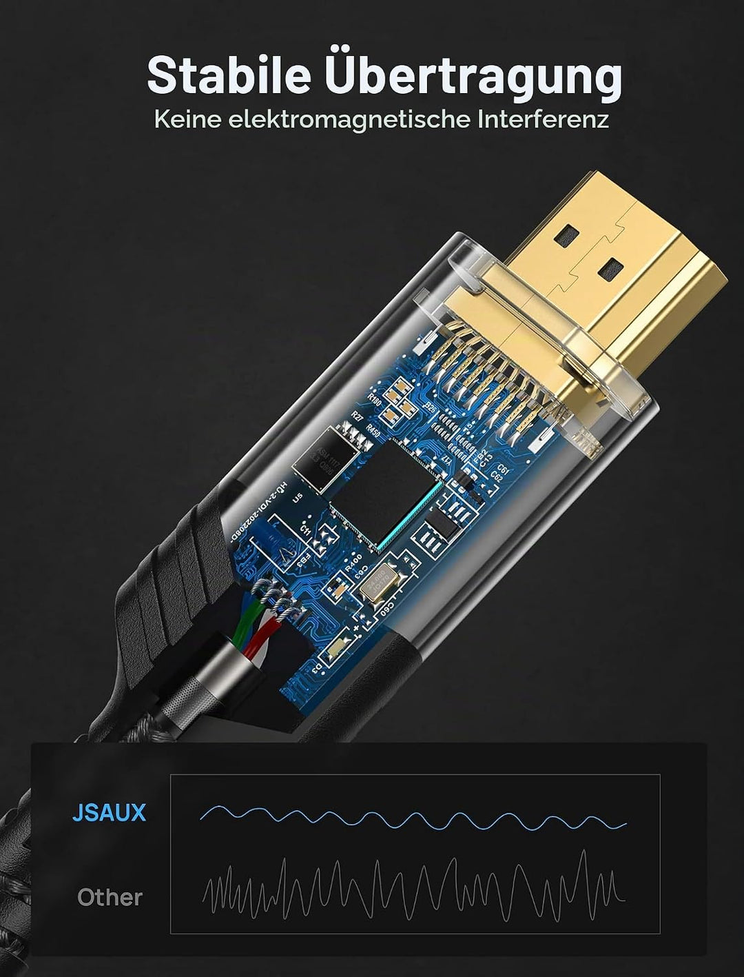 JSAUX HDMI Kabel 30Meter, Lange Faseroptisches HDMI 2.1 Kabel 8k Highspeed 48Gbps 8K@60Hz, 4K@120Hz,