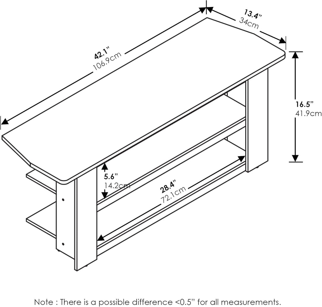 Furinno Parsons TV-Unterhaltungszentrum mit 3 Ebenen, holz, Eiche Grau/Schwarz, 34.04 x 34.04 x 41.9