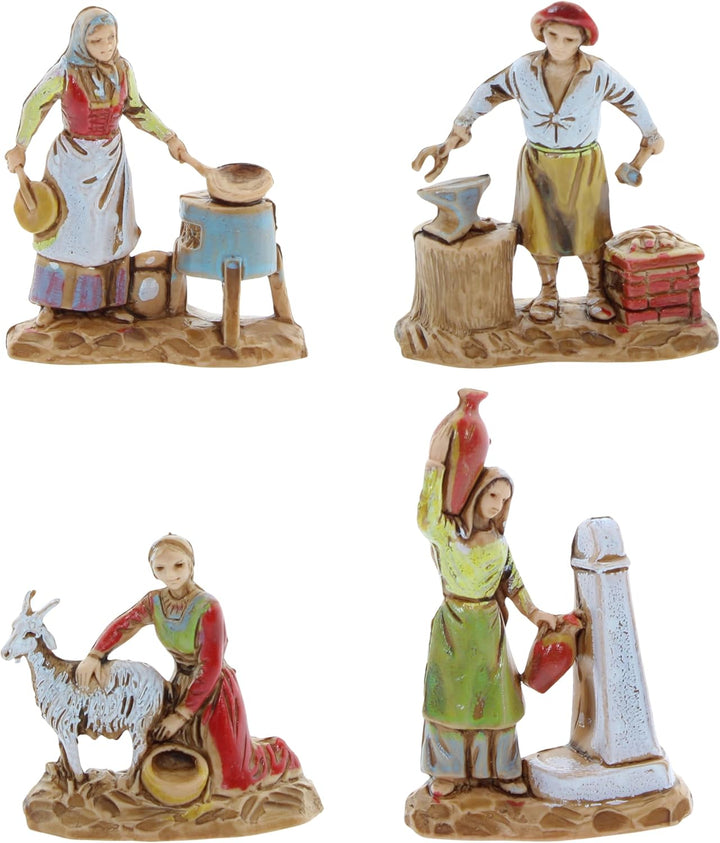 Moranduzzo Set 11 Berufe für Krippe 3,5 cm Massstab 1:50 - Unzerstörbare Krippenfiguren - Stil 700',