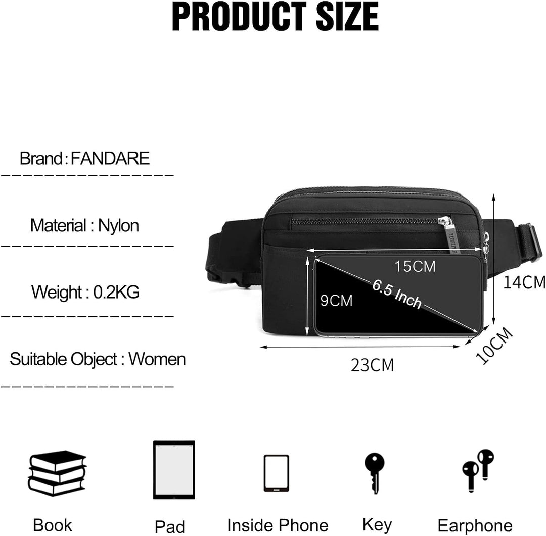 FANDARE Ultraleicht Bauchtasche Brusttasche Gürteltasche Hüfttasche Sport Sling Bag Damen Umhängetas