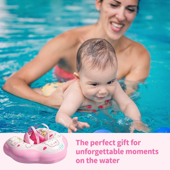 Baby Schwimmring mit Sonnendach Entfernbar, Aufblasbarer Schwimmring Baby mit Verstellbarer Sicherhe