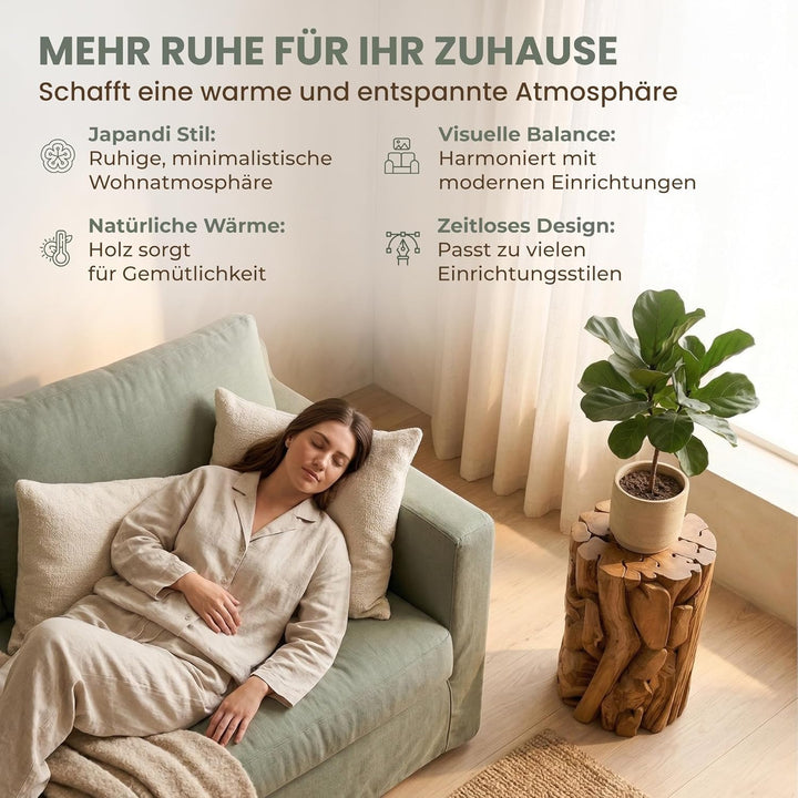 Möbel Bressmer XILON Holzsäule Podest Teakholz massiv Ø 35 cm x Höhe 80 cm aus nachhaltigem Holz aus