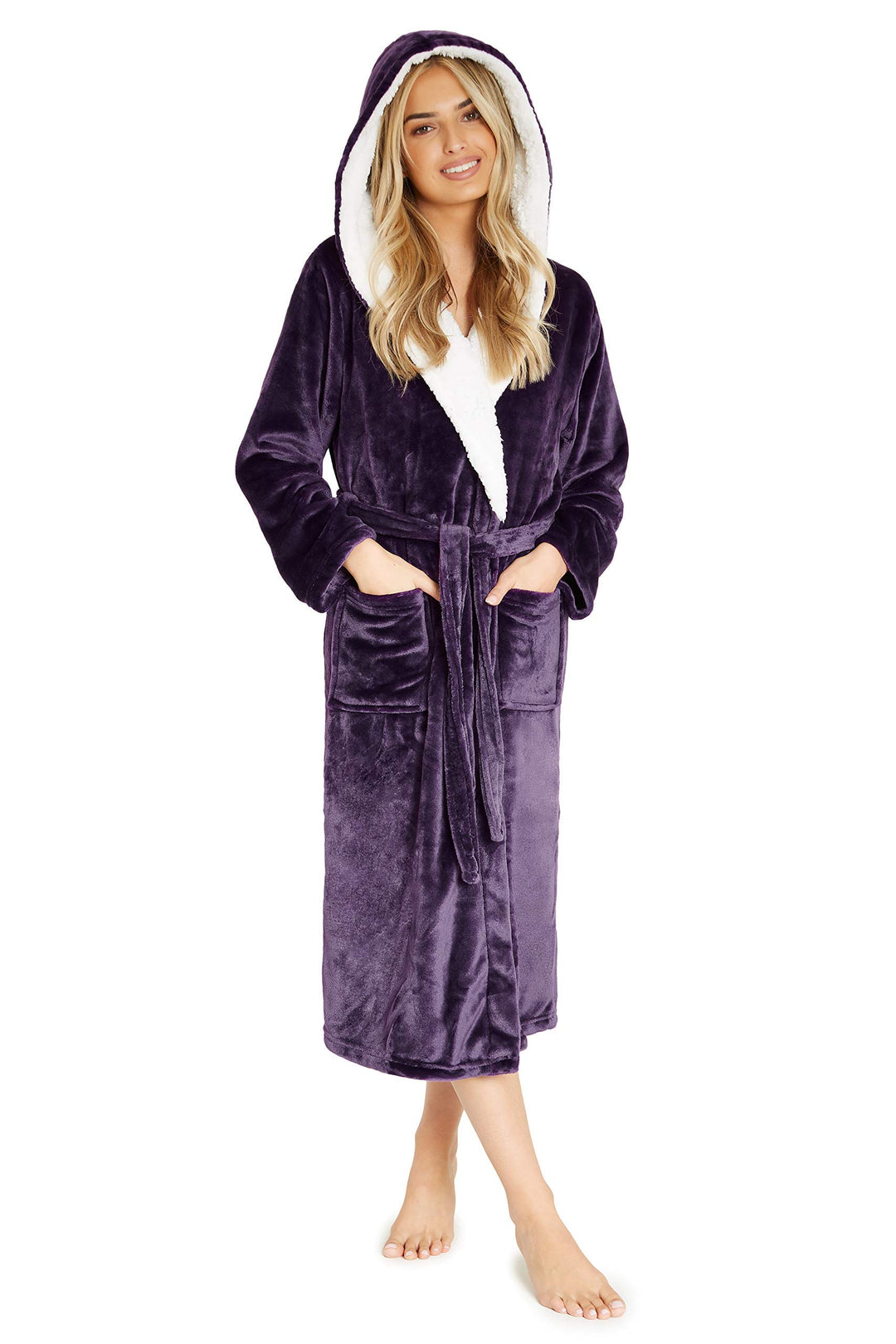 CityComfort Bademantel Damen Flauschig, Morgenmantel Damen, Fleece Bademäntel für Damen, S-XL M Dunk