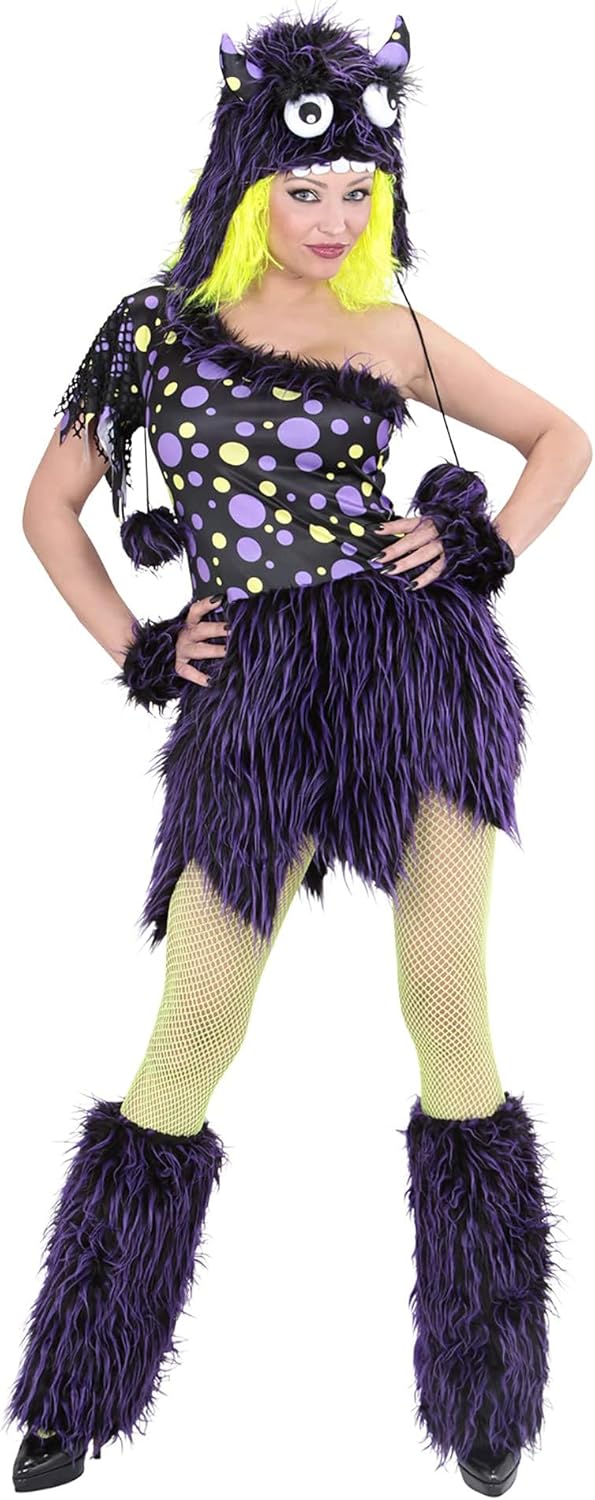 "DELUXE PURPLE MONSTER GIRL" (dress, headpiece, cuffs, leg warmers) - (M)