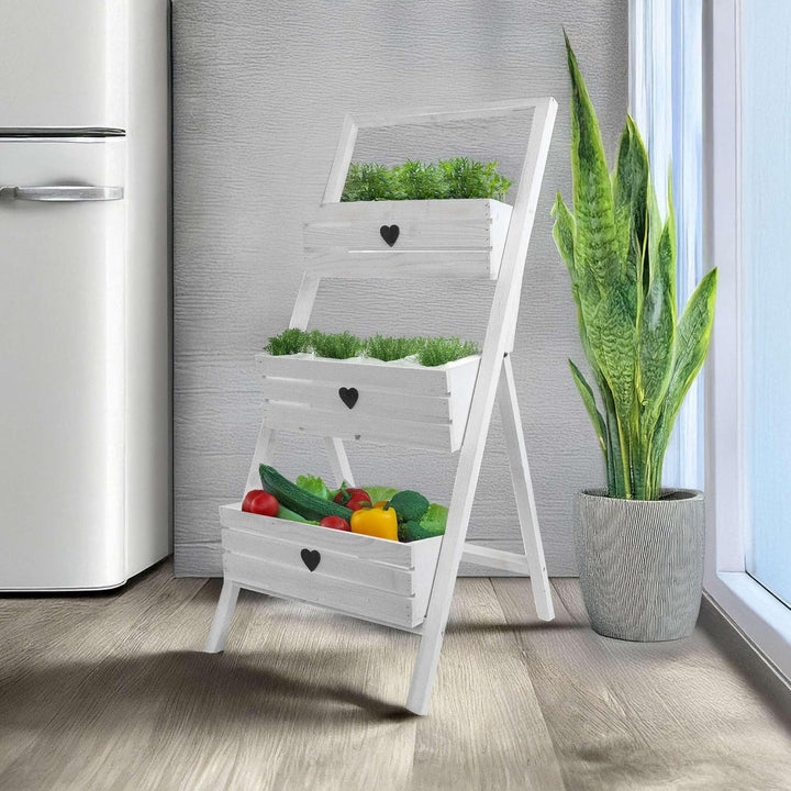 BOGATECO Set mit 3 Blumentöpfen auf einem Ständer 110cm | 3er Set Blumentopf Pflanzkübel 40x18cm | H
