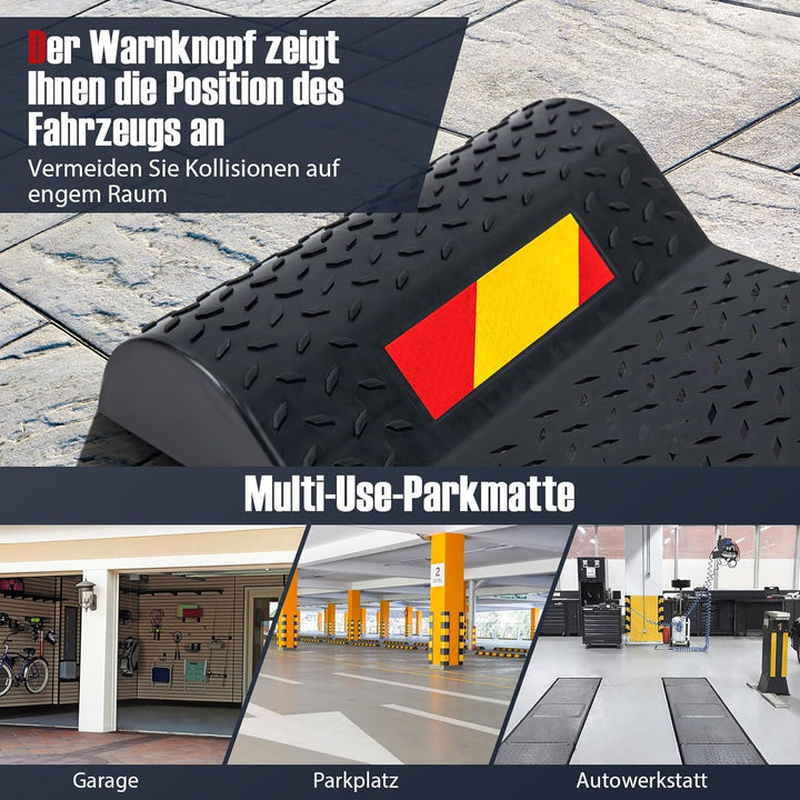 COSTWAY 2er Parkmatten mit Bremsschwelle, Einparkhilfe Parkbegrenzung Gummi, Autostopper Anfahrschut