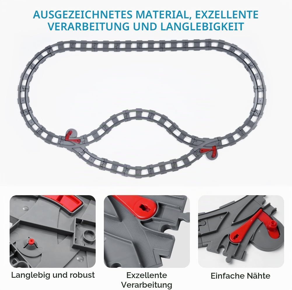 HOTUT Bausteine Zug Schienen, 26 Stück City Zug Schienen, Bausteine Zug Schienen Set Kompatibel mit