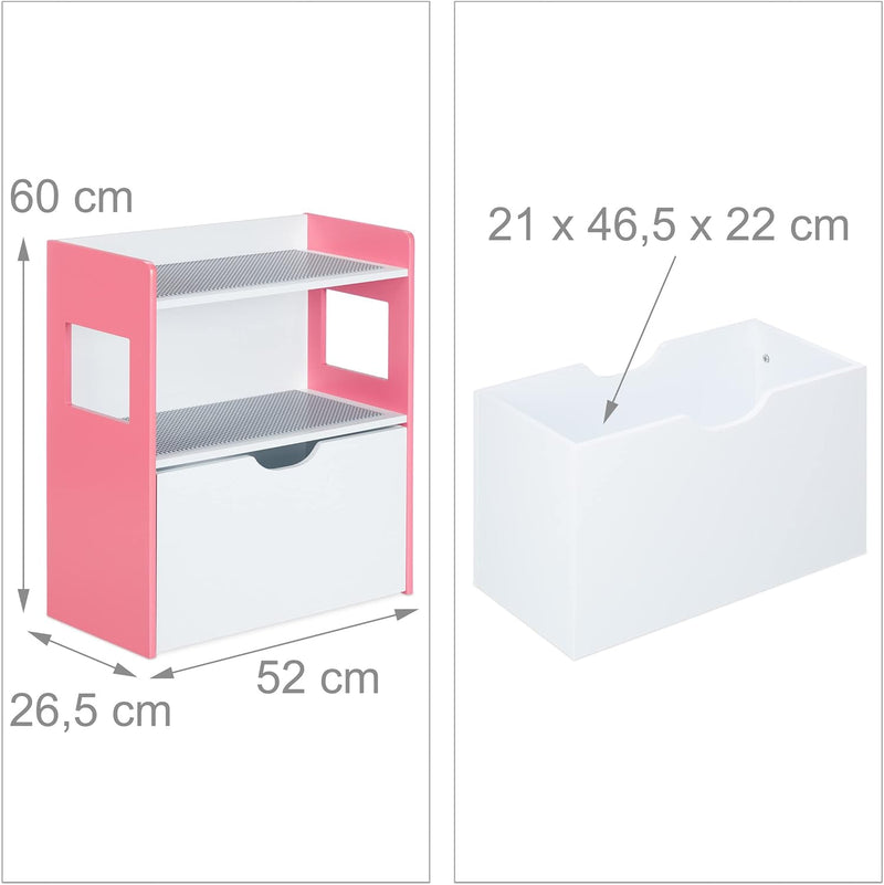 Relaxdays Kinderregal mit Bauplatten, Aufbewahrungsbox mit Rollen, HxBxT: 60 x 52 x 26,5 cm, Spielze