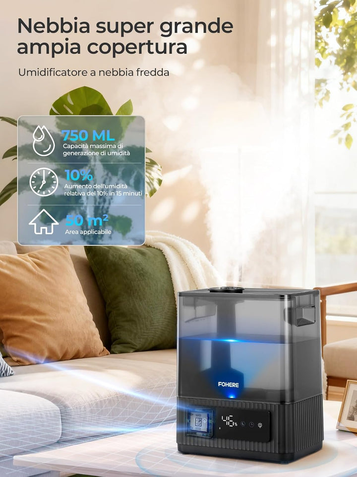 6L Luftbefeuchter für grosse Räume, Kaltnebel Leiser Humidifier für Kinderzimmer Schlafzimmer Pflanz
