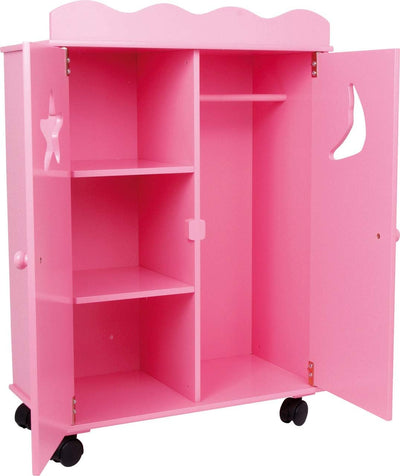 small foot Puppenschrank/Puppenmöbel aus Holz, mit einer Kleiderstange und 3 Fächer für Puppenkleide