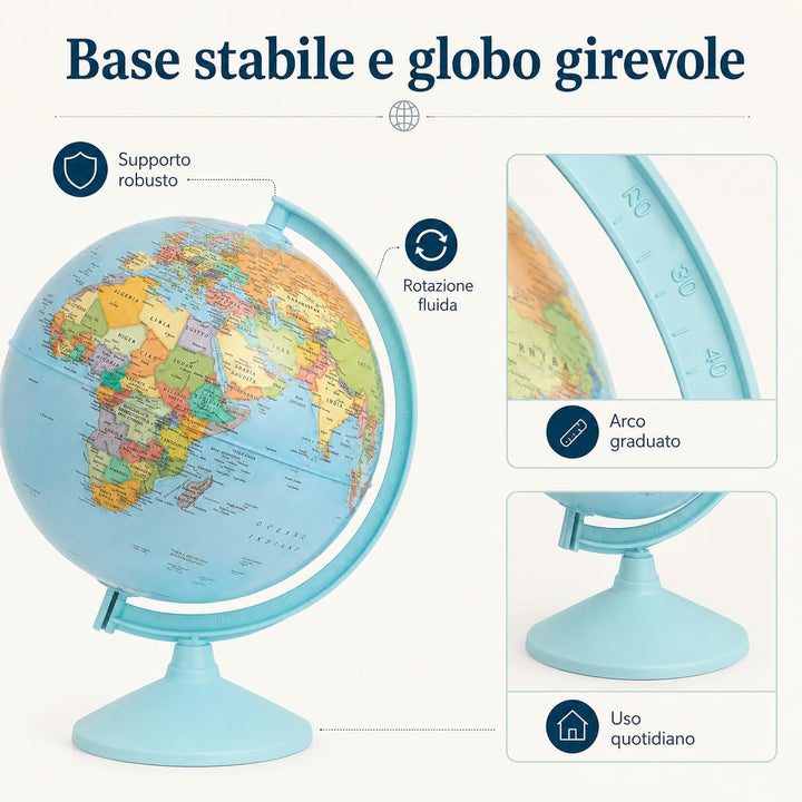 30 cm, drehbarer Globus, Durchmesser (30 cm) Italienisch, Italienisch