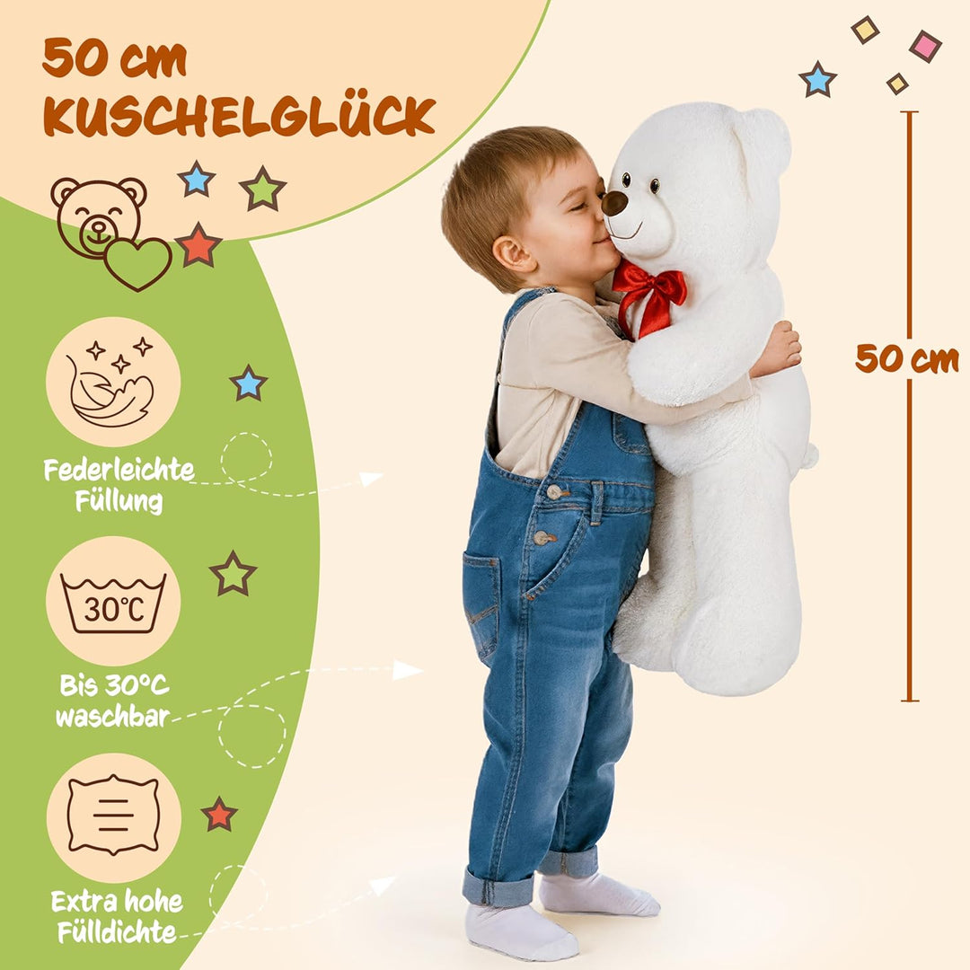 monzana® Teddybär L - XXXL 50-175cm Weiches Fell Schleife Tatzendruck Geschenk Plüschtier Kuscheltie