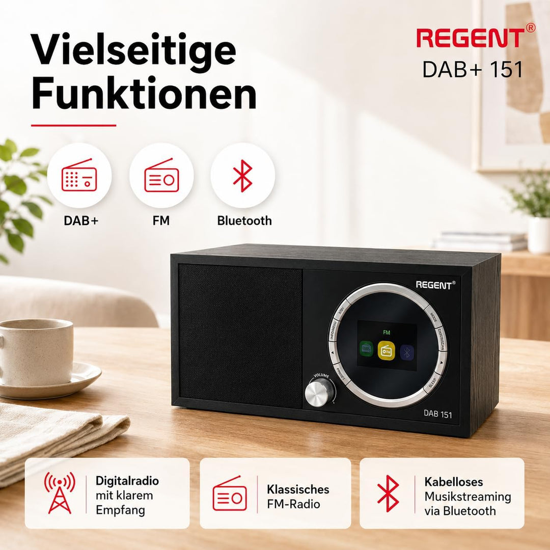 Ferguson Regent Dab+151 Digitalradio DAB Plus Radio mit Bluetooth Lautsprecher FM/DAB/DAB+ Radio UKW