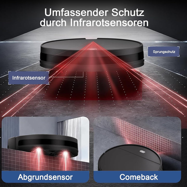2026 Saugroboter mit Wischfunktion bis zu 5500 Pa Saugkraft, 2-in-1 Staubsauger Roboter APP/Alexa/Fe