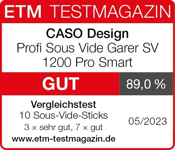 CASO SV 1200 Pro Smart - Sous Vide Garer - Präzise Temperaturregelung bis 90 °C in 0,5°C Schritten,