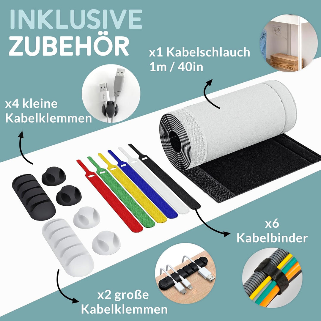 Nature Supplies Set mit 2 Kabelboxen aus Kiefernholz - 1 Klein Kabelbox als Schreibtisch-Organizer,